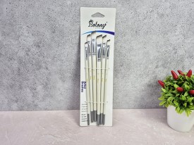Pack 6 pinceles mgo blanco cerda borde negro BOLONG angular 